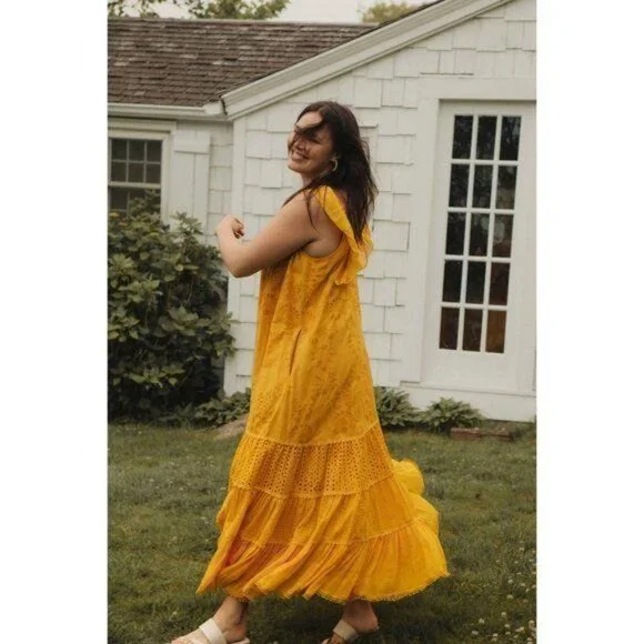 Anthropologie Payal Jain Fallon Eyelet Maxi Dress - Picture 2 of 8